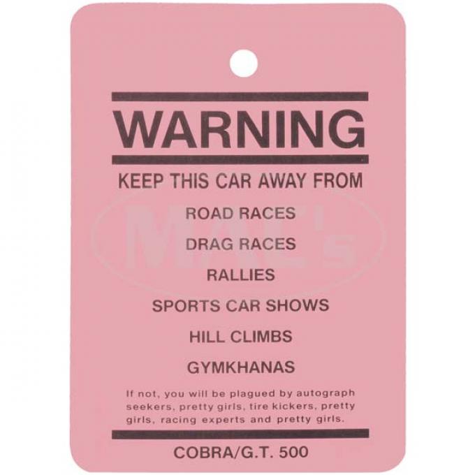 Ford Mustang Decal - Shelby GT500 - Novelty Warning Tag