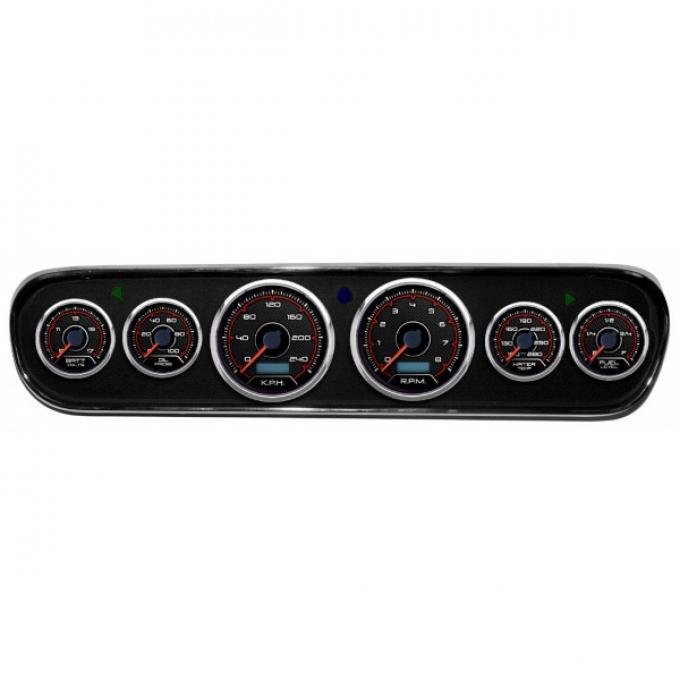 Mustang - New Vintage USA CFR Redline Series DIY Gauge Panel Kit - 6 Gauge Package, 1964-1966 - Programmable Speedometer KPH