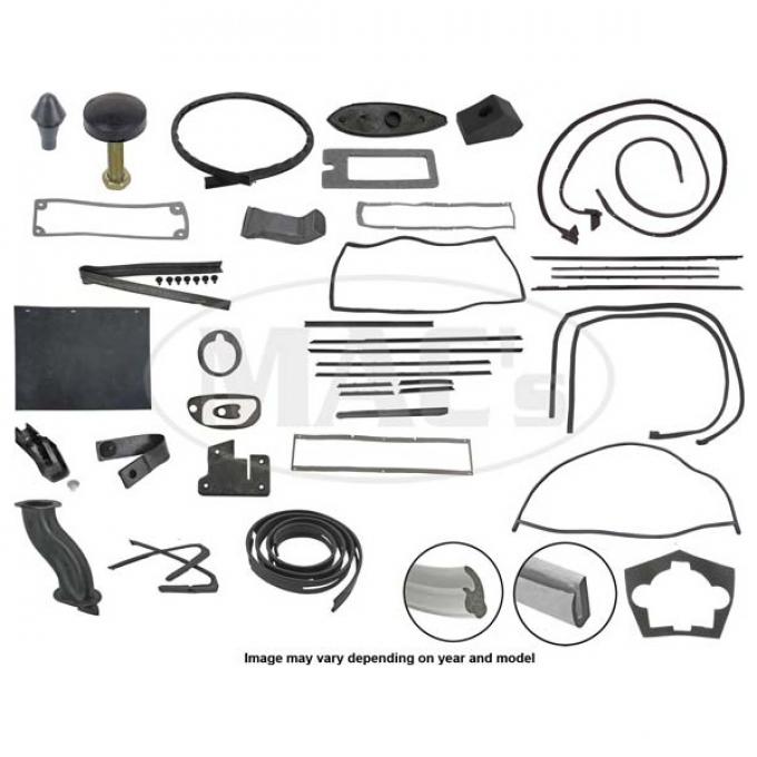 Thunderbird Complete Weather-Strip Kit, Hardtop, 5-Window, With Black Trunk Rear Edge Seal, 1966