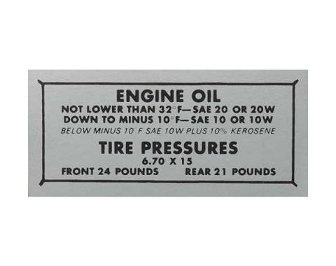 Tire Pressure Decal - Ford