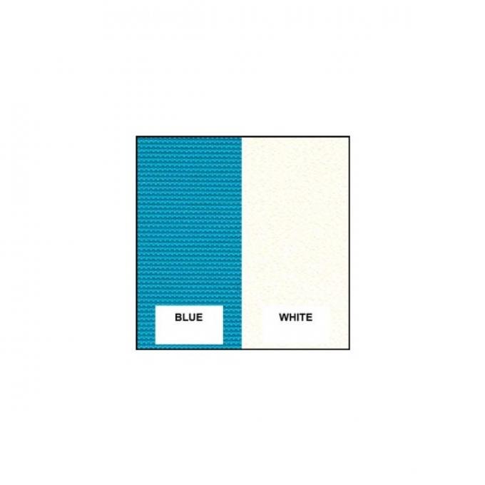 Full Seat Cover Set - White Vinyl With Blue Cloth Inserts -Ford Victoria - Body Style 64C