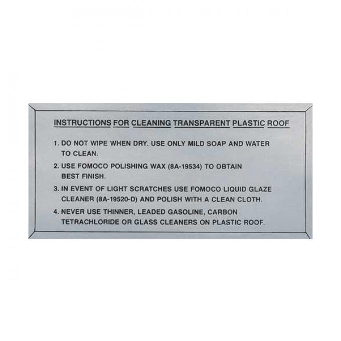 Glass Top Glove Box Instruction Decal - Ford