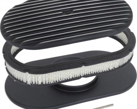 Finned Aluminum Air Cleaner, 15'' Oval With Black Finish, 1932-1985