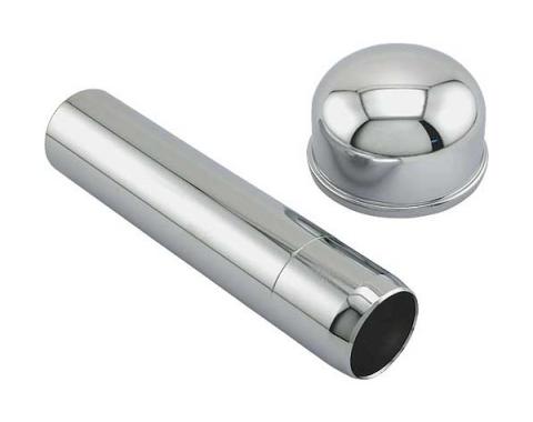 Oil Filler Tube Set - Stainless Steel Tube & Chrome Breather Cap - Ford Flathead V8