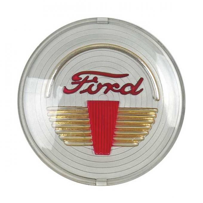 Horn Button - Plastic - Silver-Red Like Original - Ford Passenger Super Deluxe