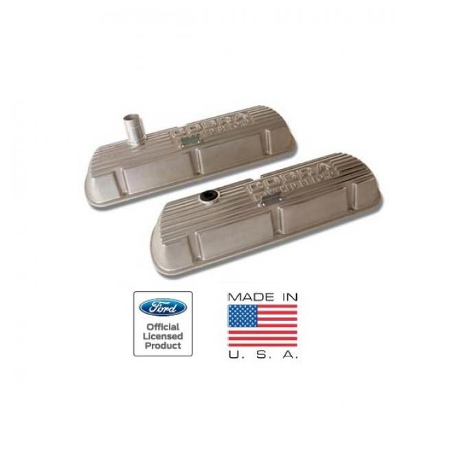 Cobra Valve Covers, Outlined Letters, Polished Aluminum, Small-Block Ford Without EFI
