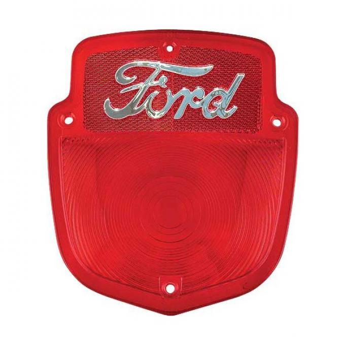 Ford Pickup Truck Tail Light Lens - Shield Type - Chrome Ford Script - Flareside Pickup