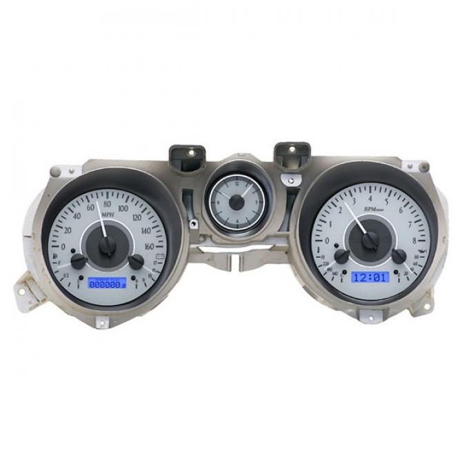 Ford Mustang Dakota Digital VHX Instrument With Silver Alloy Style Face, 1971-1973