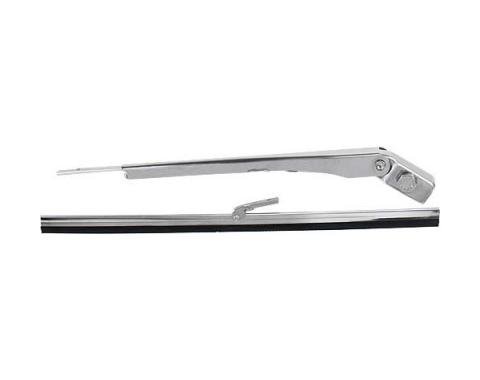 Windshield Wiper Arm & Blade - Universal Adjustable - Stainless Steel - 11 Long Blade - Use With Electric Wiper Motors - Ford