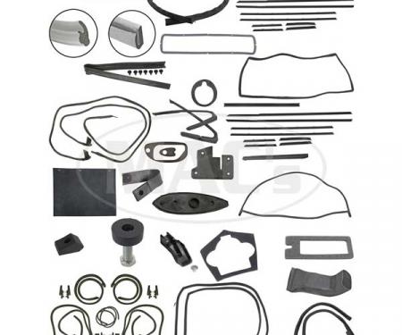 Thunderbird Complete Weather-Strip Kit, Hardtop, Short Cowl Drain Hoses, Balck Trunk Rear Edge Seal, Late 1964