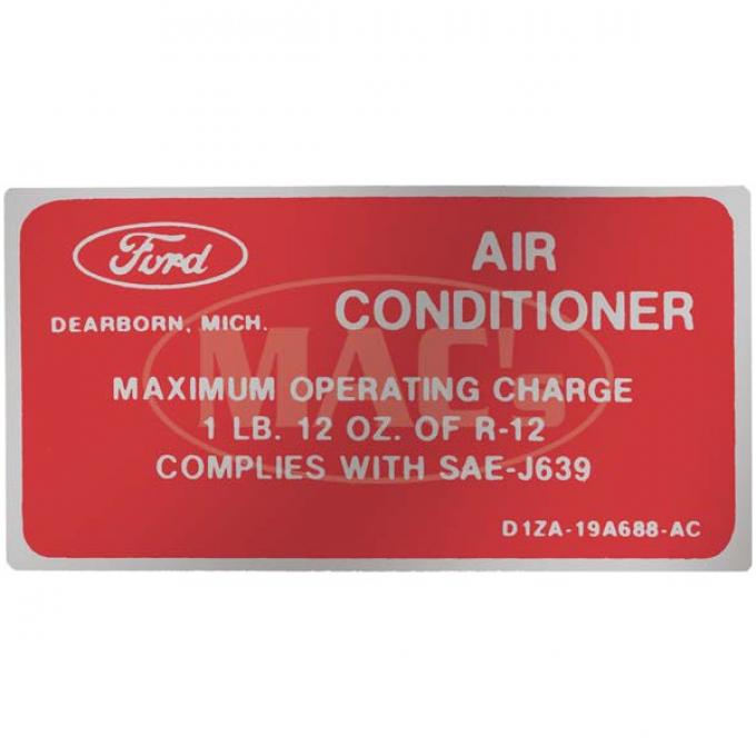 Ford Mustang Decal - Air Conditioning Charge