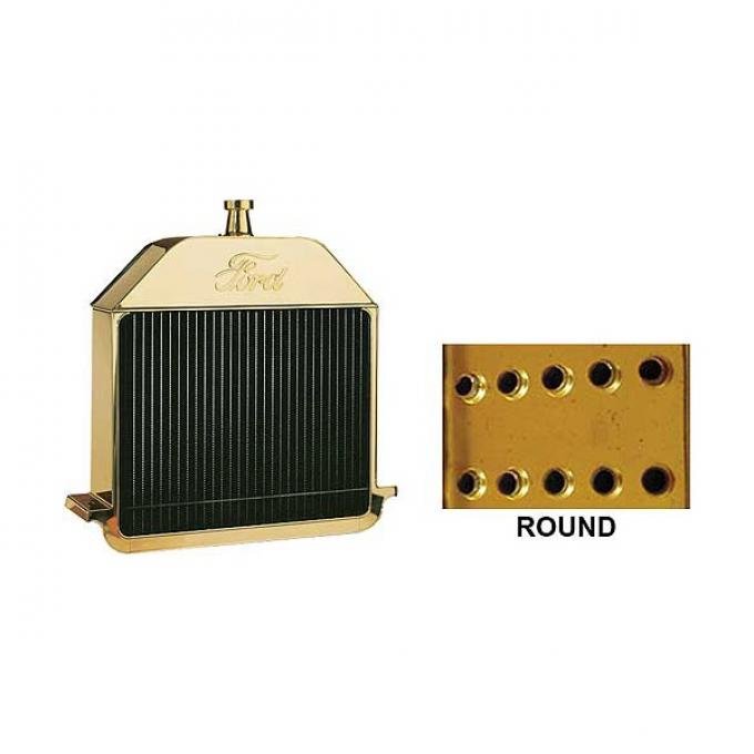 Model T Ford Radiator - Brass - Ford Script - Round Tube Type