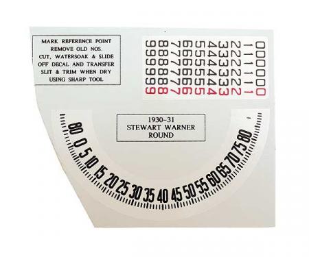 Model A Ford Speedometer Decal Set - Round Face - 7/8 - Stewart Warner