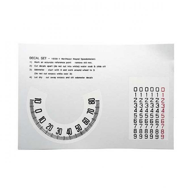 Model A Ford Speedometer Decal Set - Round Face - Northeast