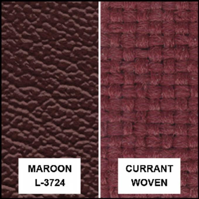 Ford Pickup Truck Bench Seat Cover Set - Ford F250 XLT Ranger - Maroon Corinthian Grain Vinyl With Currant Woven Cloth Inserts