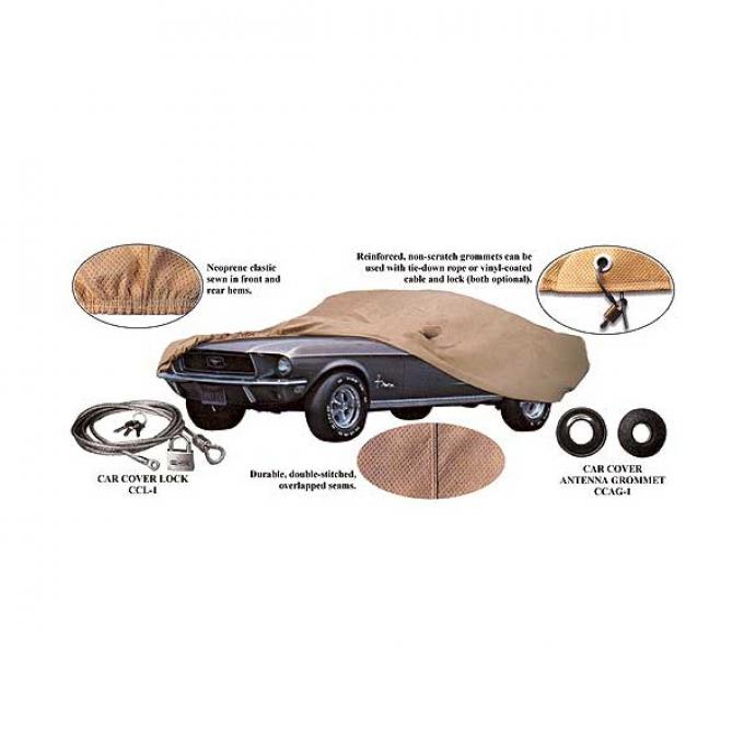 Ford Mustang Car Cover - Tan Flannel - Fastback