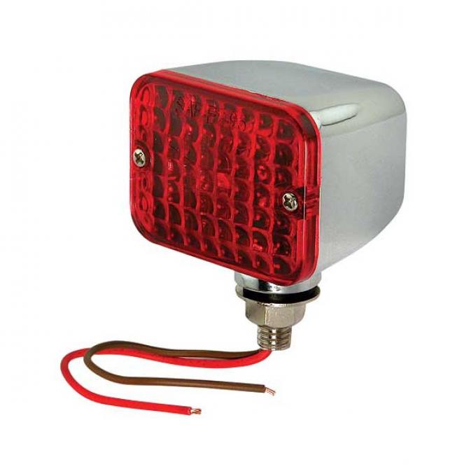 Utility Light - 12 Volt - Chrome Light With Red Lens - 2-1/4