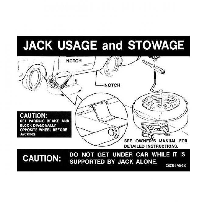 Ford Mustang Decal - Jack Instruction - Regular Wheels