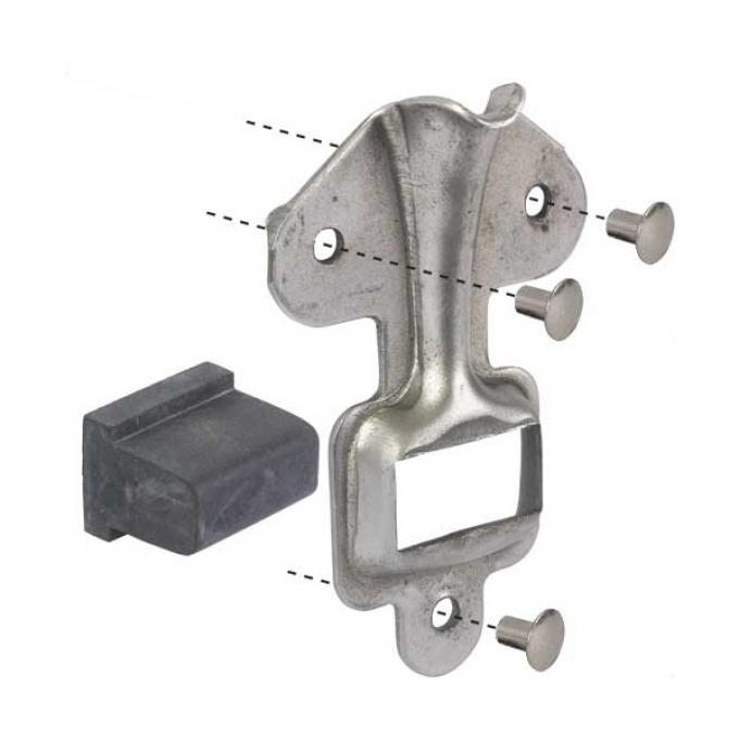 Hood Side Panel Clip Set - Plain Steel - Set of 4 - Ford Passenger