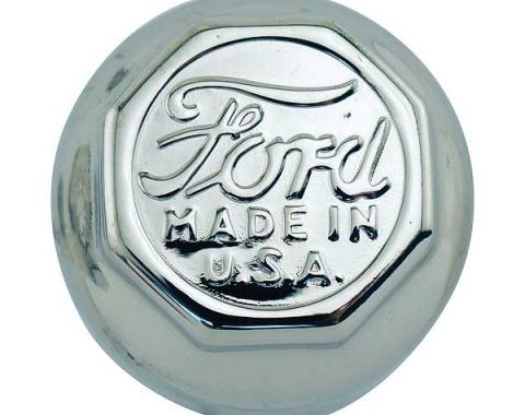 Model T Ford Hub Cap Set For Wood Wheels, Nickel, Ford Script