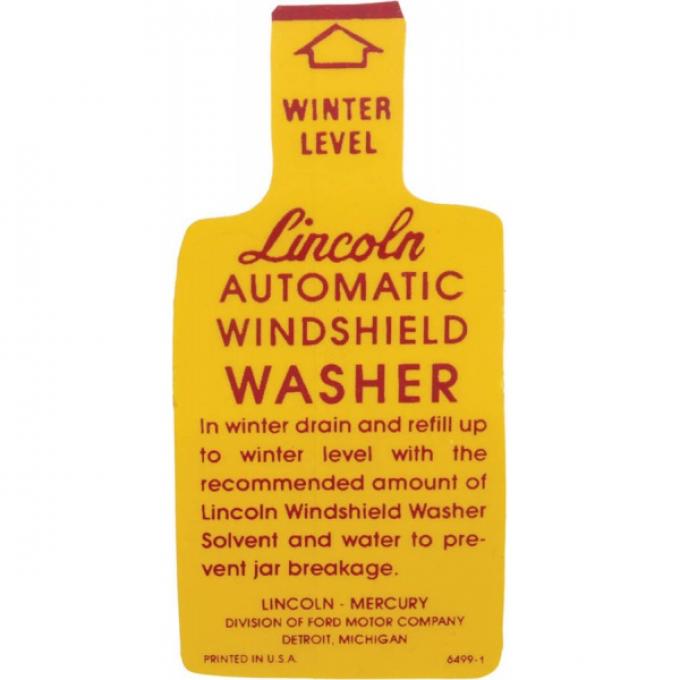 Windshield Washer Bottle Bracket Decal - Yellow And Red - Mercury