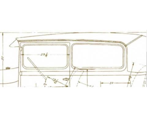 Model A Ford Window Glass Set - Tudor Sedan (55A) - Back Window Is 10-7/8 At Center, Clear Glass