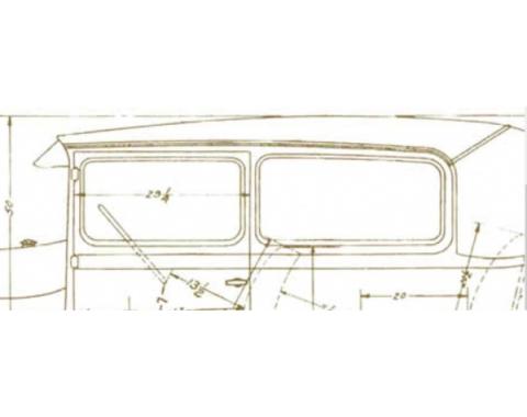 Model A Ford Window Glass Set - Tudor Sedan (55A) - Back Window Is 10-7/8 At Center, Clear Glass
