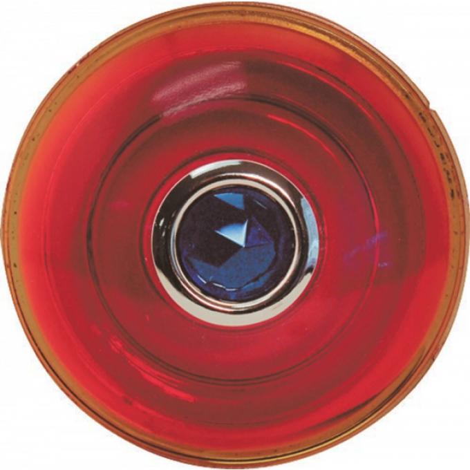 Model T Ford Tail Light Lens - Red Glass With Blue Dot - 3 Diameter