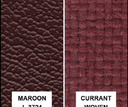 Ford Pickup Truck Bench Seat Cover Set - Ford F250 XLT Ranger - Maroon Corinthian Grain Vinyl With Currant Woven Cloth Inserts