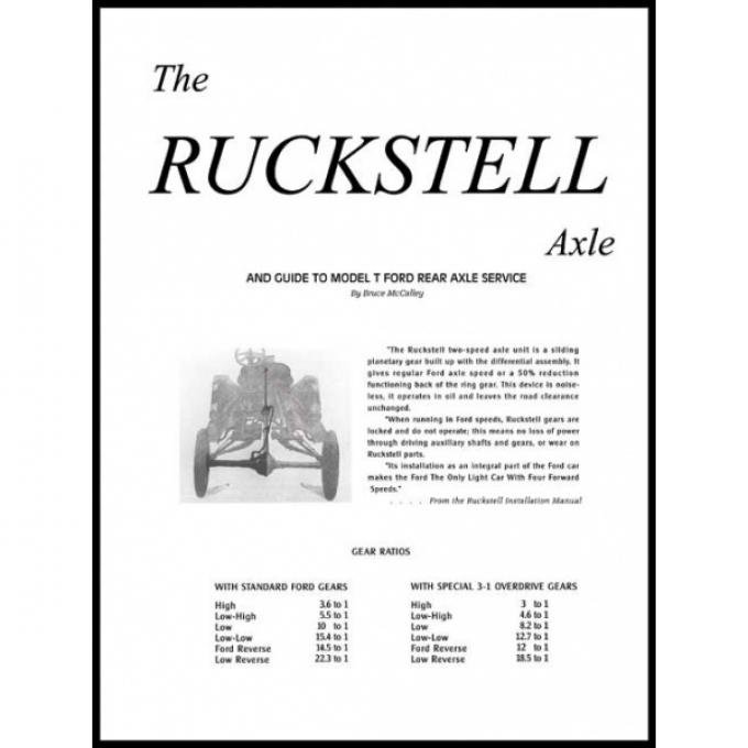 Model T Ford Ruckstell Service Manual - 12 Pages - 34 Illustrations