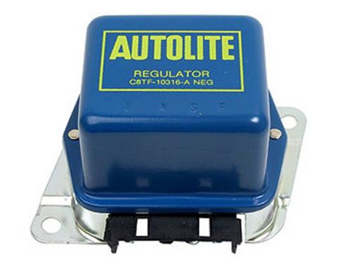 Alternator Voltage Regulator Cover - Blue With Yellow Ink -With A/C - 45, 55, 61 & 65 Amp Alternator - Ford & Mercury