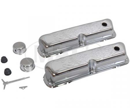 Ford Chrome Valve Cover Kit,Flamed Finish, 1967-1977