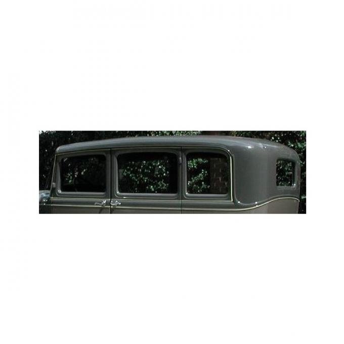 Model A Ford Window Glass Set - Deluxe Fordor Sedan 2 Window Slant Windshield (160C), Clear Glass