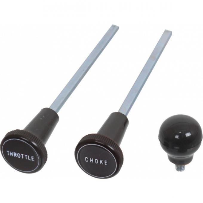 Dash Knob Set - Black With White Trim - 3 Pieces - Ford Pickup Truck