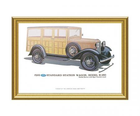 Print - 1932 Ford Station Wagon (B150) - 12 X 18 - Framed