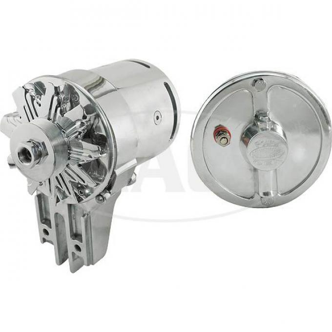 PowerGen - 12 Volt Negative Ground - 5/8 Pulley - Polished Aluminum Body & End Plate - Chrome Fan & Pulley - Ford & Mercury Flathead V8