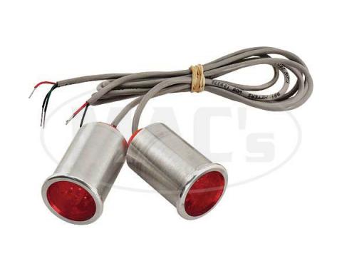 Ford Pickup Truck Bed Roll Lights - 1-1/4 Diameter - Red Lens - Stepside Or Flareside Bed