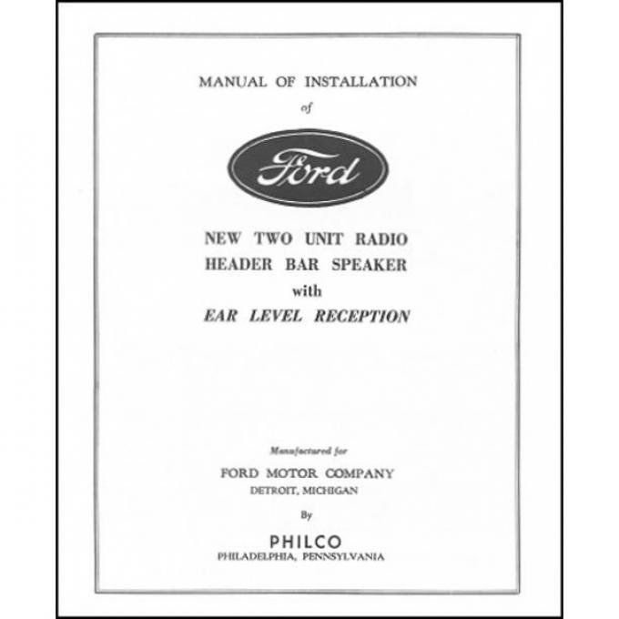 Radio Installation Handbook - 8 Pages - Ford