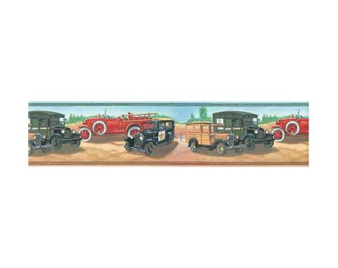 Wall Border - Commercial Trucks - Pre-Pasted Vinyl Wallpaper - 15' Long X 6.875 High