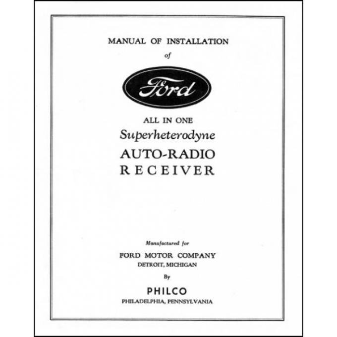 Radio Installation Handbook - Ash Tray Radio - Ford