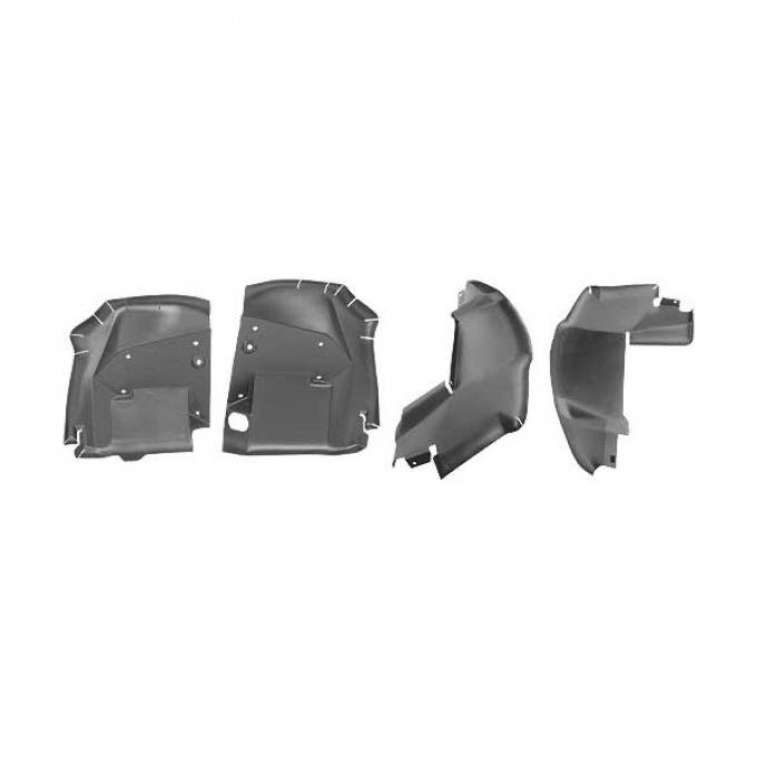 Ford Mustang Fender Splash Shields - Right & Left - Front &Rear - 4 Pieces - Except Shelby GT 350 & 500 - Rear Will Not Fit Boss 429