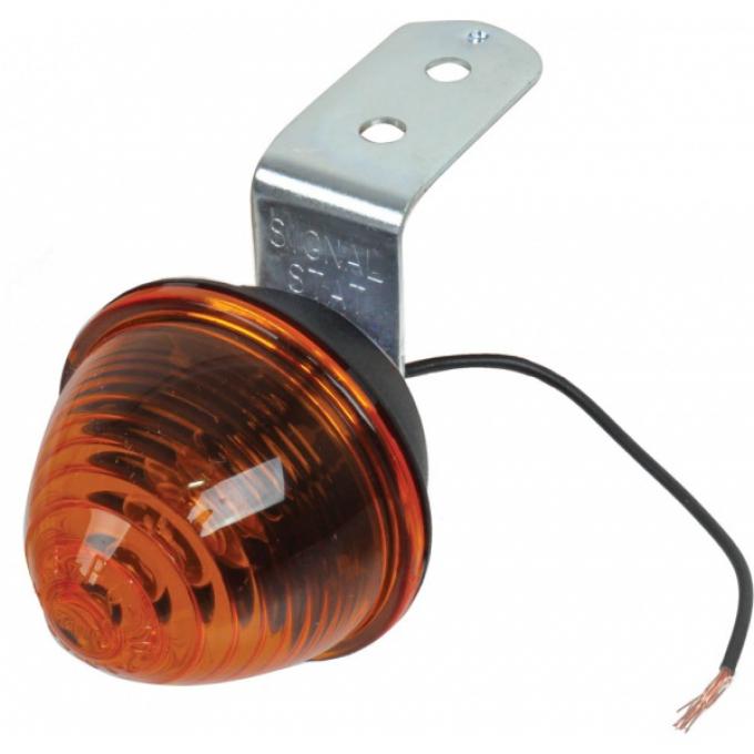 Turn Signal Light - Amber Lens - Black Housing - 12 Volt Bulb Installed