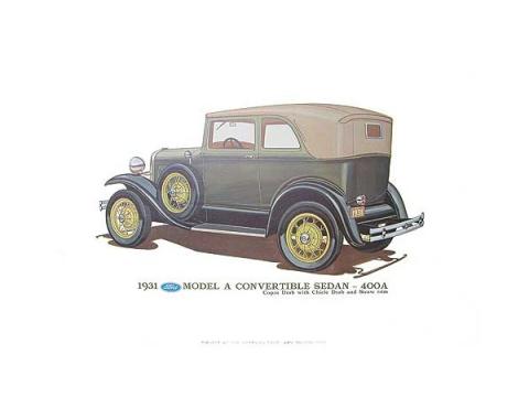 Model A Print - 1931 Ford Convertible Sedan (400A) - 12 X 18 - Unframed