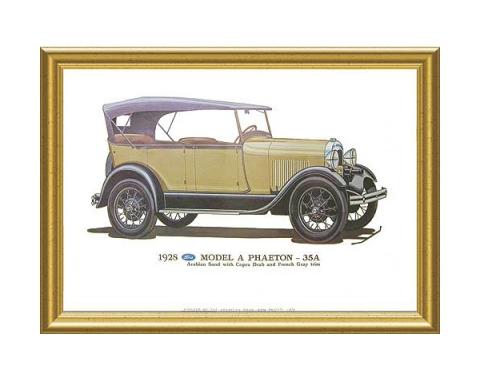 Model A Print - 1928 Ford Phaeton (35A) - 12 X 18 - Framed
