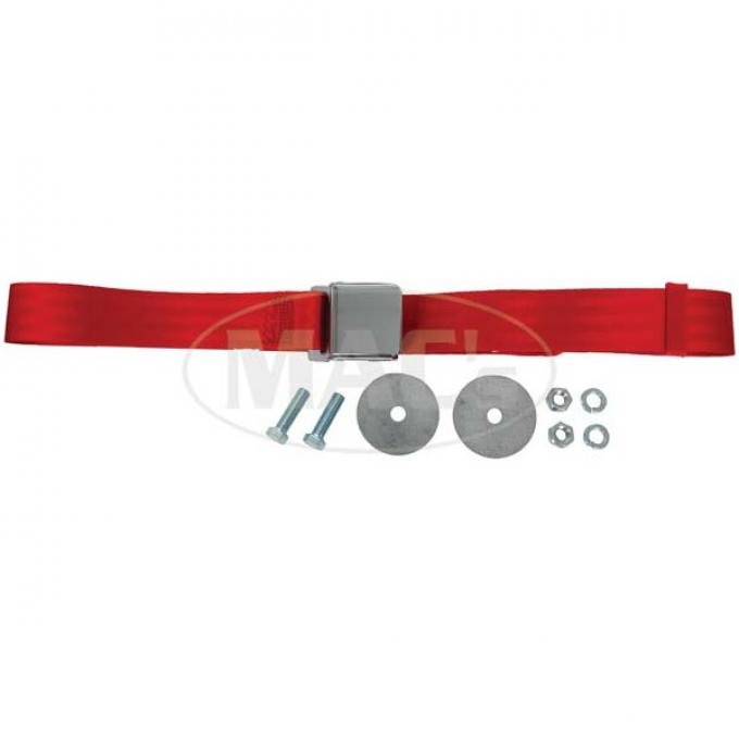 SeatBelt Solutions Early Ford | Mercury Retractable Lap Belt,  74" with Chrome Lift Latch HL1800H742006 | Flame Red