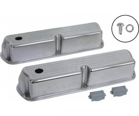 Ford Valve Covers, Small Block, Ball Milled Polished Aluminum, 1962-1979