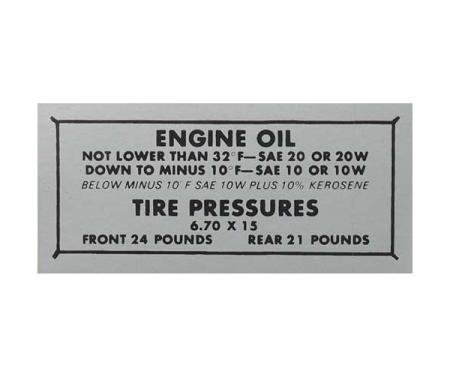 Tire Pressure Decal - Ford