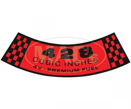 Ford Mustang Air Cleaner Decal - 428-4V Premium Fuel