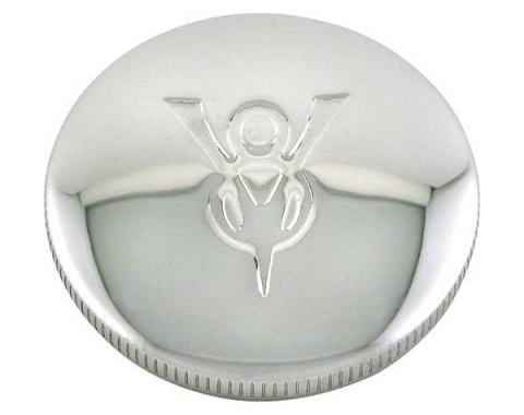 Gas Cap - Non-Locking - Stainless Steel - Stamped V8 Logo -Ford Passenger