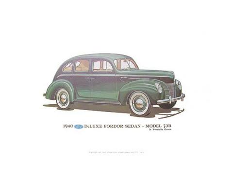 Print - 1940 Ford Deluxe Fordor Sedan (73B) - 12 X 18 - Unframed